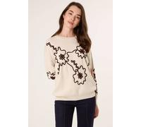 Blue Vanilla Light Brown Floral Embroidery Detailed Jumper Light Brown S/M