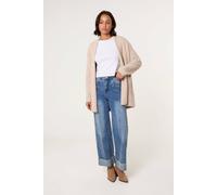 Blue Vanilla Light Brown Fluffy Fleece Open Midi Cardigan Light Brown L/XL