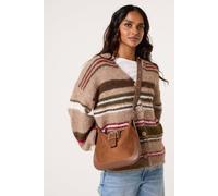 Blue Vanilla Light Brown Multi Stripe Knit Cardigan Light Brown S/M