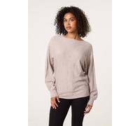 Blue Vanilla Women's Light Brown Pearl Flower Detailed Soft Touch Jumper | Size: Medium/Large Blue Vanilla Light Brown M/L