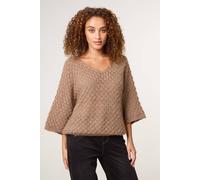 Blue Vanilla Light Brown Pointelle Knit Batwing Jumper Light Brown