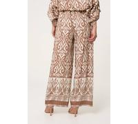 Blue Vanilla Light Brown Printed Elasticated Trousers Light Brown M/L