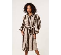 Blue Vanilla Light Brown Printed Puff Sleeve Button Through Midi Dress Light Brown 14