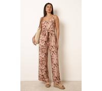 Blue Vanilla Tie Front Jumpsuit - M - Light Brown