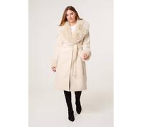 Blue Vanilla Light Brown Wrap Front Faux Fur Collar & Cuff Coat Light Brown 8