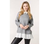 Blue Vanilla Women's Light Grey 2in1 Cut & Sew Sweater | Size: Medium/Large Blue Vanilla Light Grey M/L