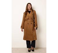 Blue Vanilla Women's Light Tan Suedette Trench Coat | Size: Medium Blue Vanilla Light Tan M