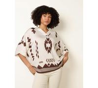 Blue Vanilla Women's Ecru Linen Geometric Print Top | Size: Medium/Large Blue Vanilla Ecru M/L