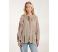 Blue Vanilla Long Cuff Sleeve Button Down Tie Front Shirt - S-M - Light Brown