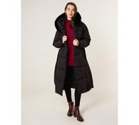 Blue Vanilla Long Puffer Faux Fur Hooded Coat - L - Black