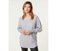 Blue Vanilla Women's Grey Long Sleeve Diamante Detailed Batwing Jumper | Size: Medium/Large Blue Vanilla Grey M/L
