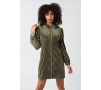 Blue Vanilla Long Sleeve Front Zip Cord Dress In Khaki Khaki 8