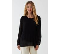 Blue Vanilla Long Sleeve Pleated Top In Black Black One Size