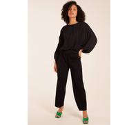 Blue Vanilla Long Sleeve Pleated Top In Black Black S