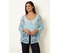Blue Vanilla Long-Sleeved Crochet Cardigan - M-L - Light Blue