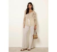 Blue Vanilla Long-Sleeved Crochet Cardigan - M-L - Stone