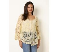 Blue Vanilla Long-Sleeved Crochet Cardigan - S-M - Light Yellow