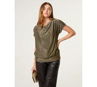 Blue Vanilla Lurex Cowl Neck Draped Top - L-XL - Bronze