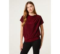 Blue Vanilla Lurex Cowl Neck Draped Top - M-L - Wine