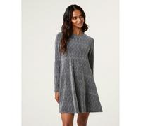 Blue Vanilla Lurex Diamante Swing Dress - L - Silver