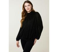 Blue Vanilla Lurex High Neck Puff Ball Top - L - Black