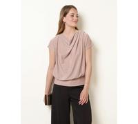 Blue Vanilla Lurex Metallic Cowl Neck Draped Top - M-L - Pink