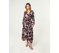 Blue Vanilla Lurex Watercolour Wrap Maxi Dress - L - Black