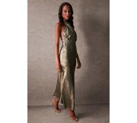 Blue Vanilla Luxe Gold Twist Halter Neck Maxi Dress Gold
