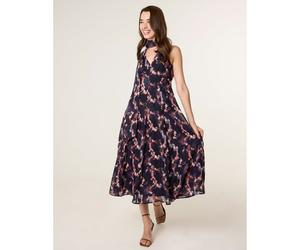 Blue Vanilla Luxe Tie V Neck Sleeveless Dress - UK 16 - Navy