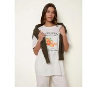 Blue Vanilla Women's Ivory Graphic Print Crew-Neck T-shirt | Size: S/M Blue Vanilla Ivory S/M