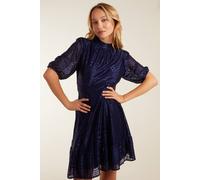Blue Vanilla Mesh High Neck Tier Dress In Navy Navy 8