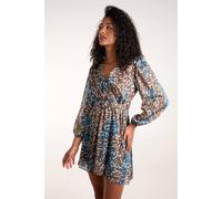 Blue Vanilla Metallic Chiffon Crossover Dress In Green Green S/M