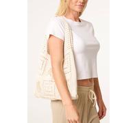 Blue Vanilla Metallic Crochet Knit Bag In Beige Beige