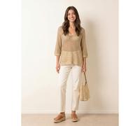 Blue Vanilla Women's Gold Metallic Crochet V Neck Top Blue Vanilla Gold One Size