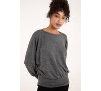 Blue Vanilla Metallic Deep Hem Batwing Top In Dark Grey Dark Grey S