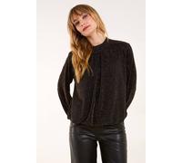 Blue Vanilla Women's Metallic High Neck Puffball Top in Gold | Size: Small