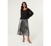 Blue Vanilla Women's Grey Metallic Pleated Tulle Skirt | Size: S/M Blue Vanilla Grey S/M
