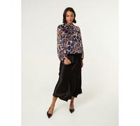Blue Vanilla Metallic Stripe Puffball Blouse - S-M - Navy