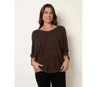 Blue Vanilla Metallic V Neck Knitted Ripple Jumper - Brown - One Size - Brown