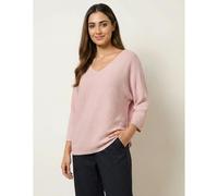 Blue Vanilla Metallic V Neck Knitted Ripple Jumper - One Size - Pink