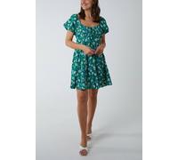 Blue Vanilla Women's Milkmaid Ruched Bust Short Sleeve Mini Dress in Green | Size: 10
