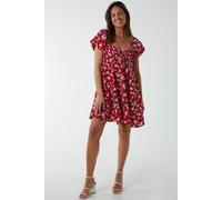 Blue Vanilla Milkmaid Ruched Bust Short Sleeve Mini Dress In Red Red 8