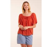 Blue Vanilla Milkmaid Shirred At Front Swing Top In Orange Orange S