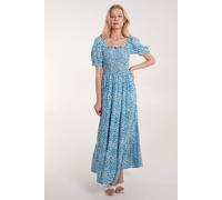 Blue Vanilla Milkmaid Square Neck Short Puff Sleeve Maxi Dress Blue 8