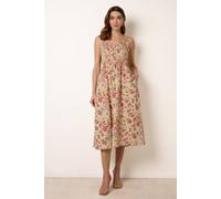 Blue Vanilla Multi Floral Shirred Strappy Midi Dress Multi
