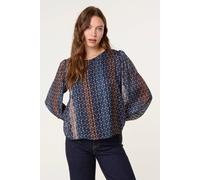 Blue Vanilla Crew Neck Metallic Chiffon Top - S-M - Multicoloured