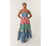 Blue Vanilla Multi Paisley Printed Shirred Waist Strappy Midi Dress Multi S