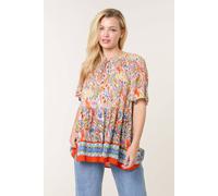 Blue Vanilla Women's Multi Paisley Tie Front Top | Size: Large/XL Blue Vanilla Multicolor L/XL