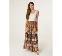 Blue Vanilla Multi Print Shirred Skirt - Brown - One Size