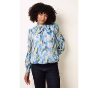 Blue Vanilla Multi Pussybow Puffball Top Multi S